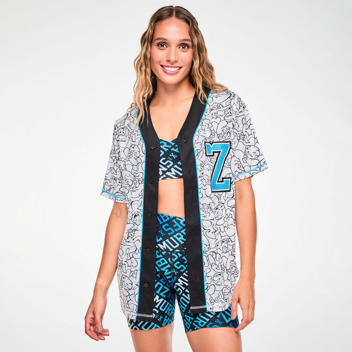 Zumba X The Smurfs Baseball Button Up