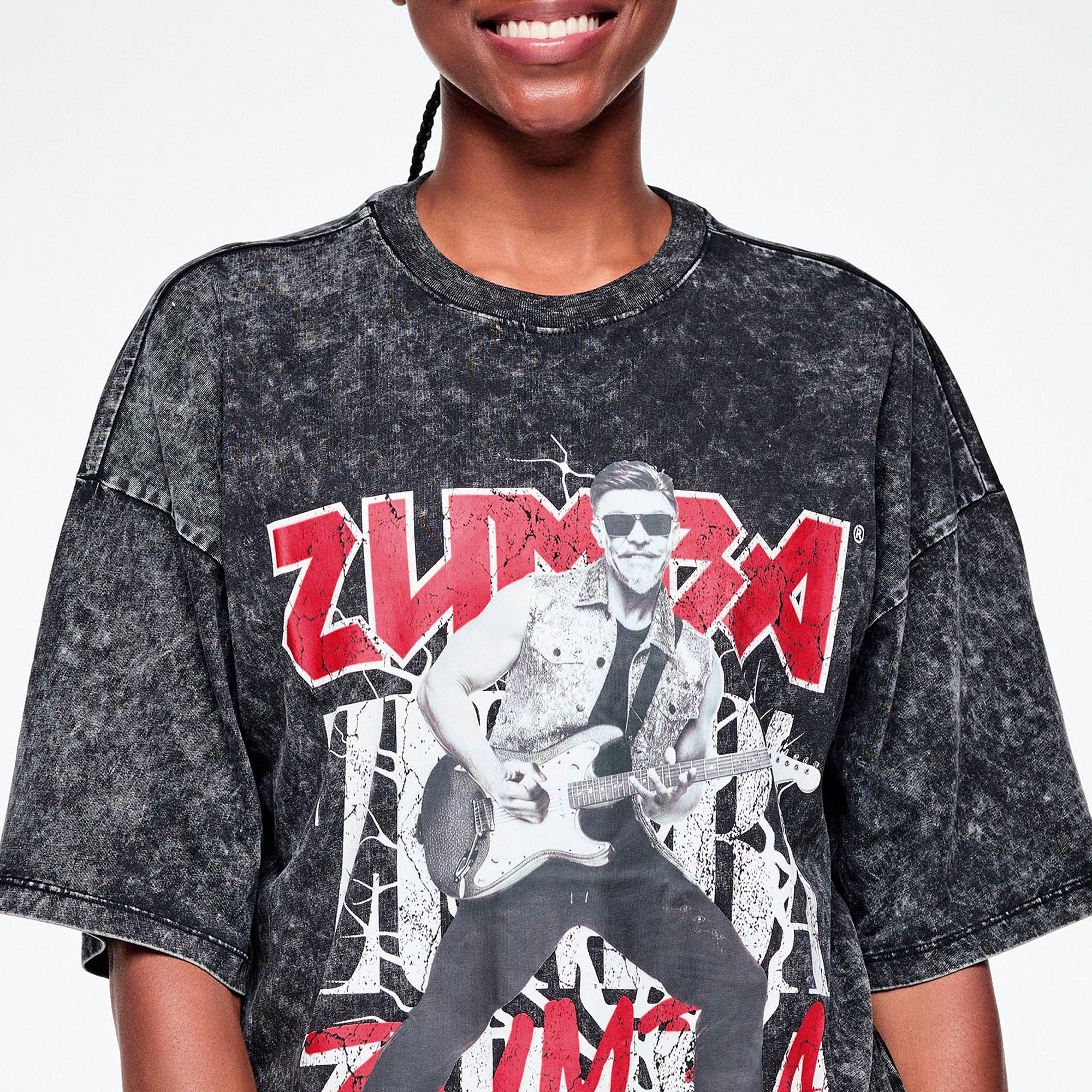 Rock ‘n’ Roll Oversized Drop Shoulder Tee - Black