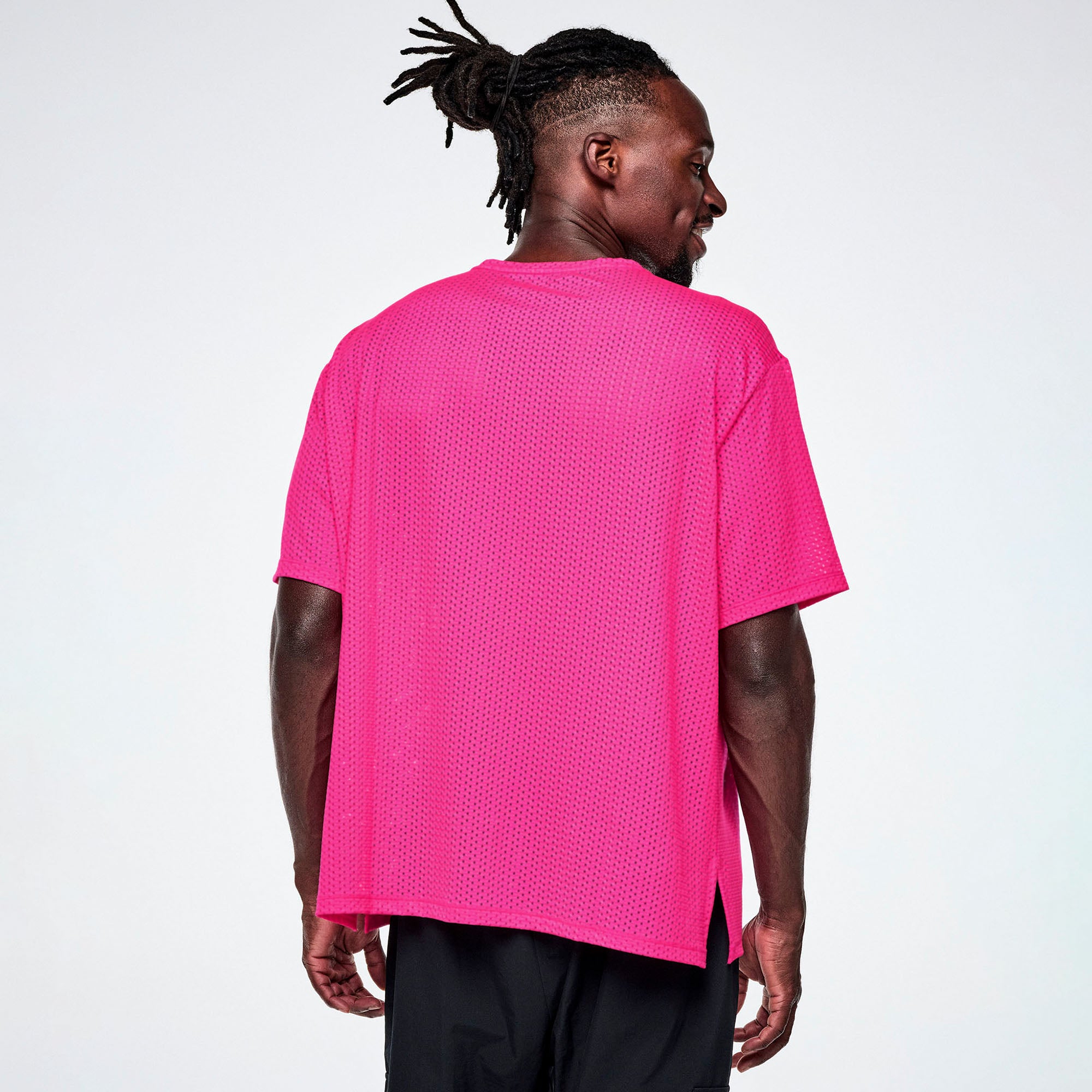 Ultrabright Mesh Boxy Top With Side Slits