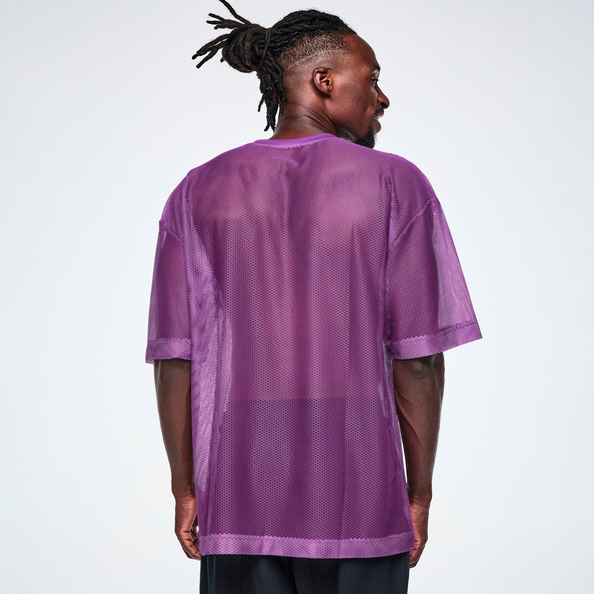 Ultrabright Oversized Mesh V-Neck Top purple