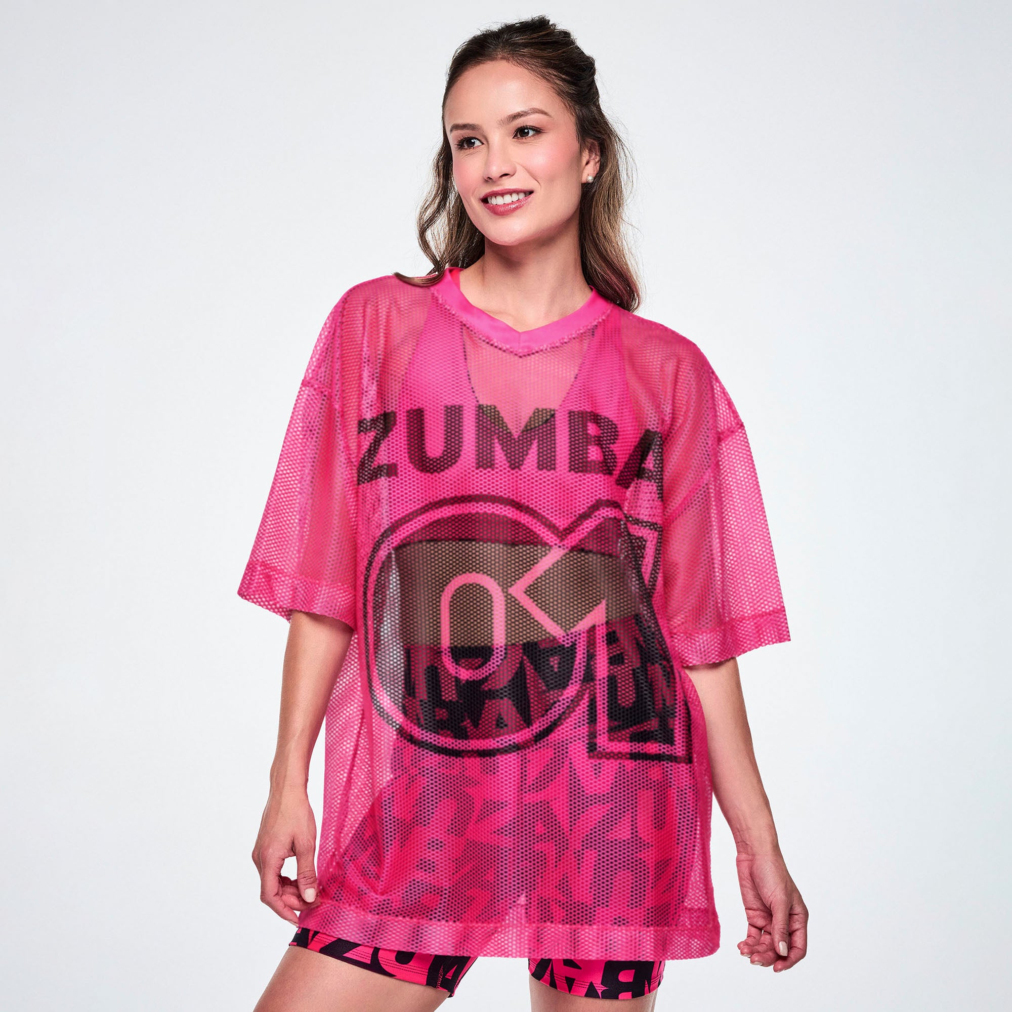 Ultrabright Oversized Mesh V-Neck Top