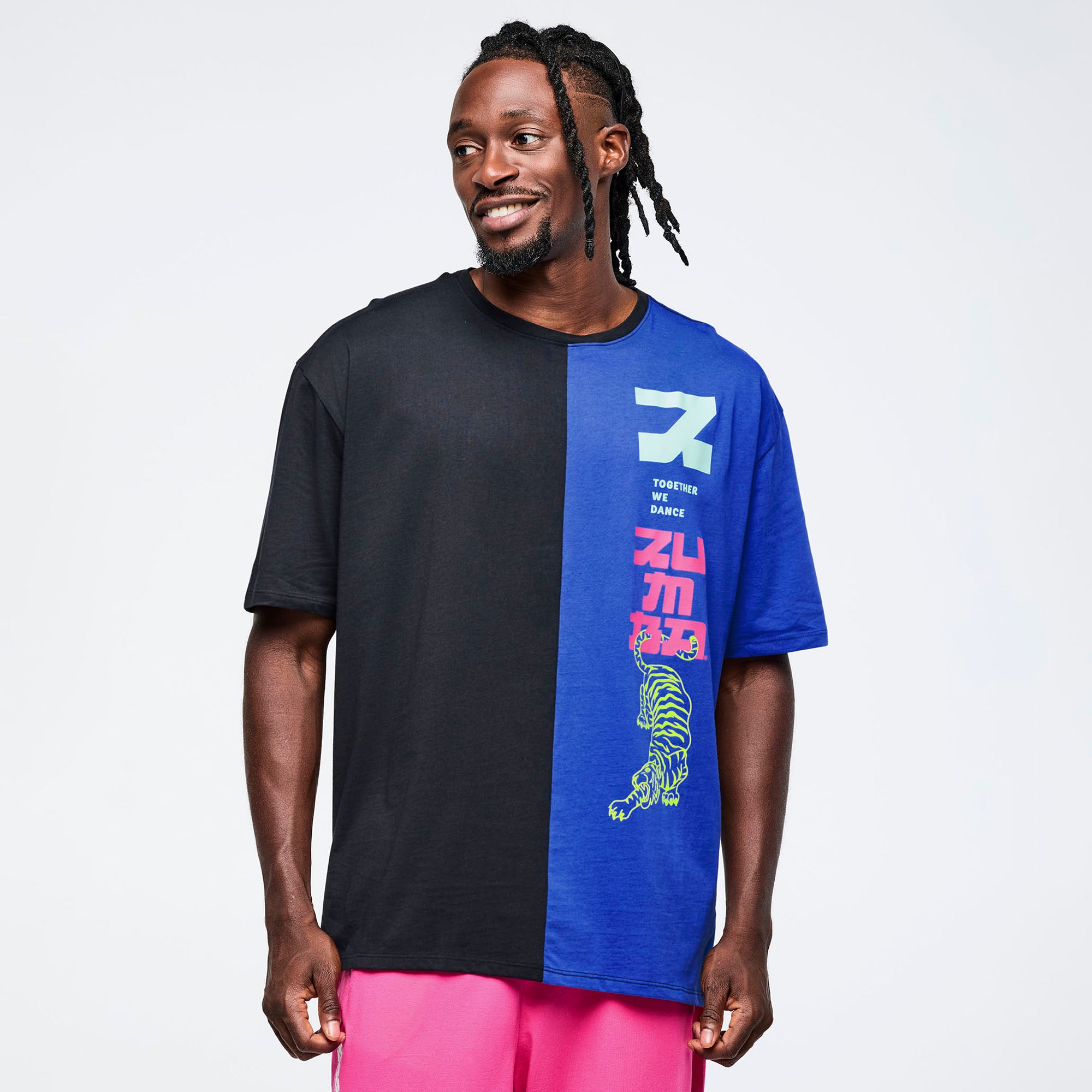 Eastern Flavor Men's Oversized Two-Tone Crew Neck Tee חולצת אוברסייז זומבה