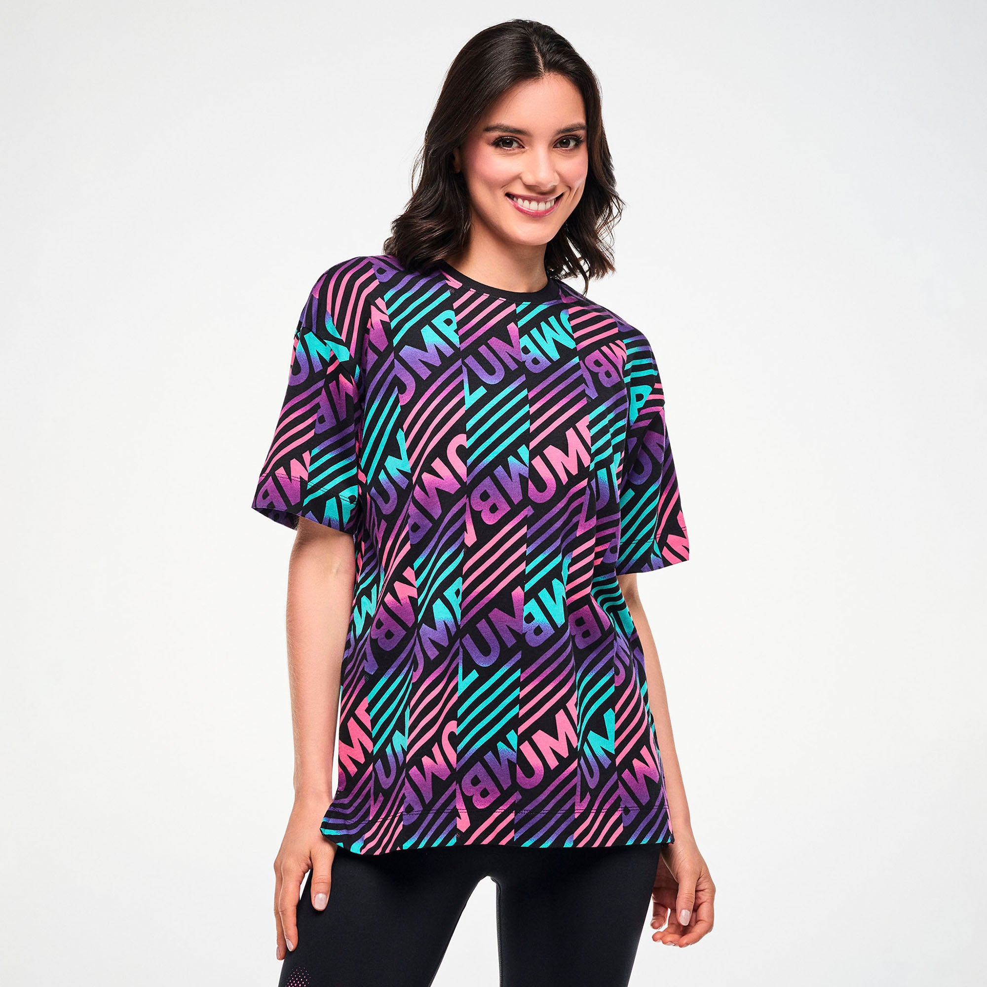 Electric Feel Unisex Oversized Top - Blue/Pink